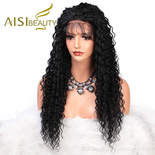 Aisi Beauty Hotselling Popular Vendor Long Wavy 13x6 Kinky Curly Black Lace Front Synthetic Hair For Black Women Lace Front Wig